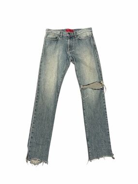 424 Distressed Denim Jeans (Size 28) – Made in USA / Light Wash